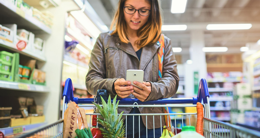 Woman shopping at grocery store