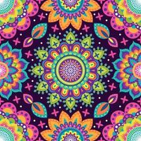 Colorful Rangoli Flowers Seamless Pattern Background vector