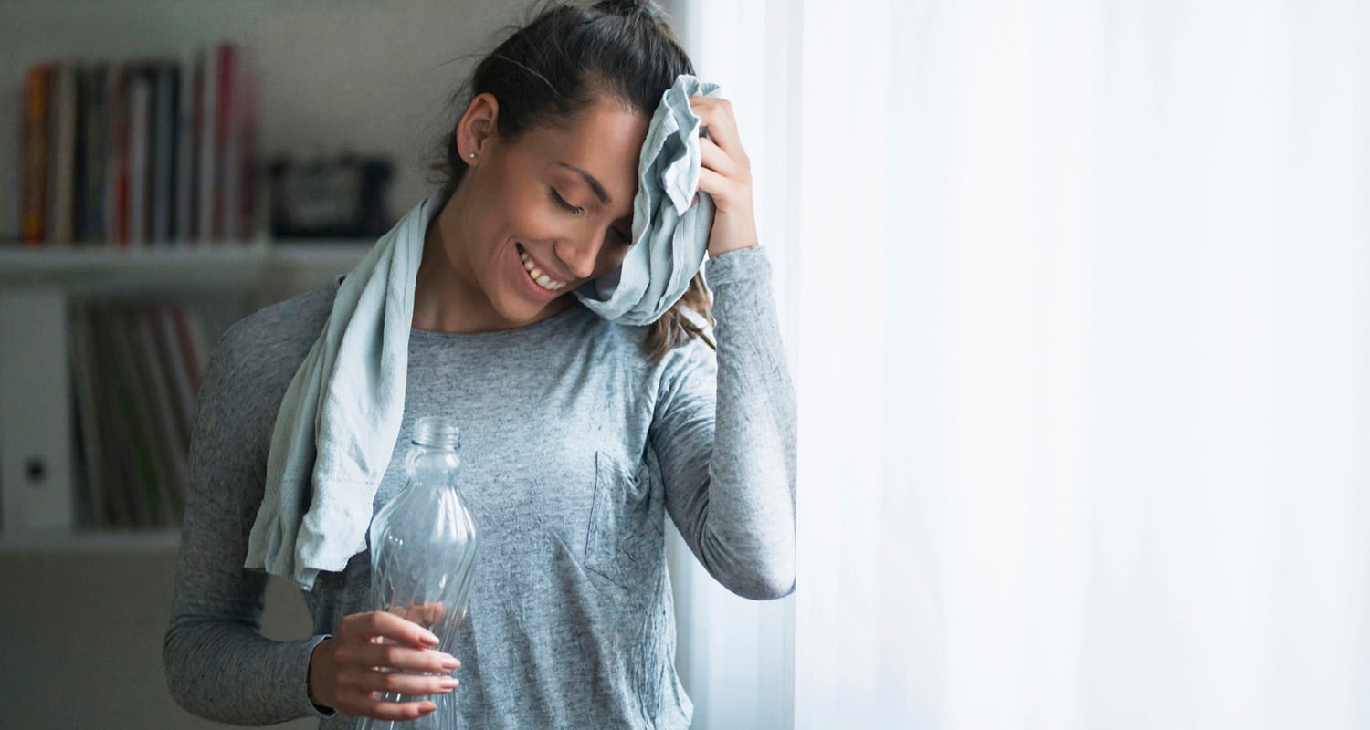 Woman sweating