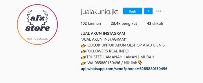 Jual Akun Instagram