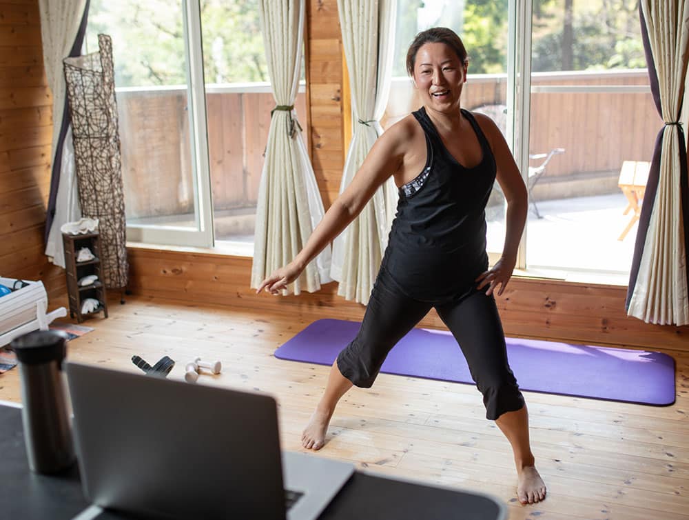 Woman doing an online workout