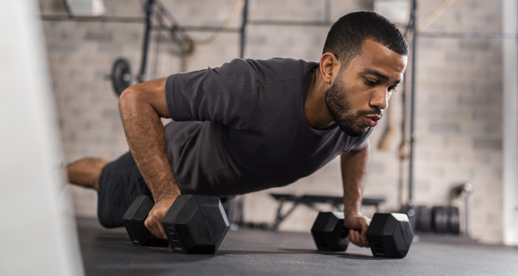 Man working out with dumbbells