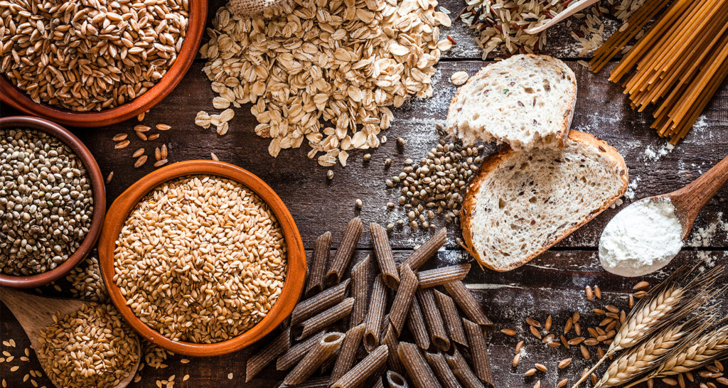 Gluten and grains on table