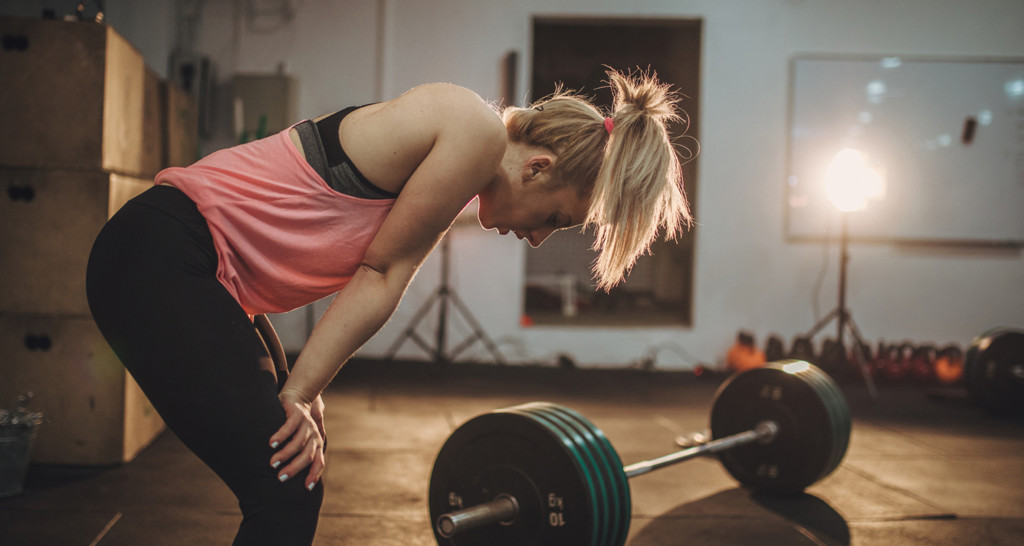 Woman winded after workout