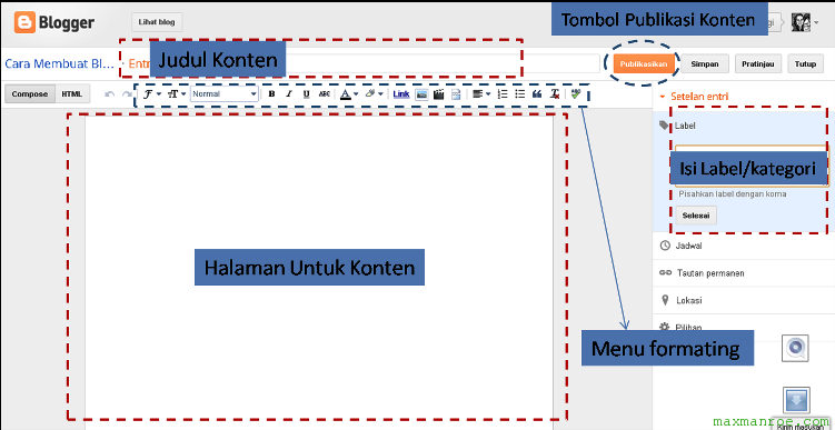 Halaman kerja Blogger.com